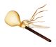Große Rinderhaut-Rassel, Entenfeder, gelber Köcher für schamanische Arbeit kaufen München, buy rattle made of cow skin- with duck feather, Maraka, schamanische Rassel kaufen BRD, Schamanen-Rassel kaufen Bayern, Große Rinderhautrassel mit Entenfeder im gel
