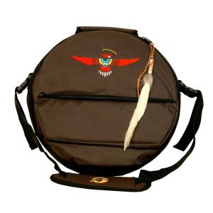 Rahmentrommel-Tasche Deluxe braun - roter Adler, 49 cm kaufen München, Rahmentrommeltasche kaufen Bayern, Schamanen-Trommel-Tasche kaufen Erding, buy drum case for 18,5