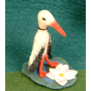 Filz-Fingerpuppe Storch mit Teich kaufen München, Storch im Teich Filzfingerpuppe kaufen Bayern, Storch und Teich aus Filz, handgemachte Fingerpuppen aus Filz, Felt, handmade glove puppet stork plus pond made of felt, natürliches Kinder-Spielzeug aus Filz