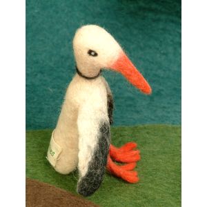 Filz-Fingerpuppe Storch kaufen München, Bärchen-Filzfingerpuppe kaufen Bayern, Storch aus Filz, handgemachte Fingerpuppen aus Filz, Felt, handmade glove puppet stork made of felt, natürliches Kinder-Spielzeug aus Filz, Filz-Finger-Puppe Storch, Filz-Tier,
