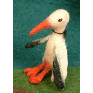 Filz-Fingerpuppe Storch kaufen München, Bärchen-Filzfingerpuppe kaufen Bayern, Storch aus Filz, handgemachte Fingerpuppen aus Filz, Felt, handmade glove puppet stork made of felt, natürliches Kinder-Spielzeug aus Filz, Filz-Finger-Puppe Storch, Filz-Tier,