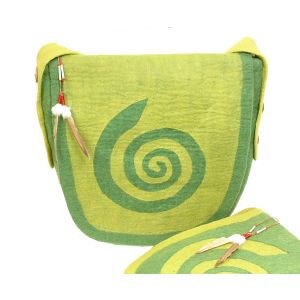 Rahmentrommeltasche Filz, dunkelgrün-hellgrün, 49 cm kaufen München, Filz-Tasche, buy handmade felt bag for 18,5