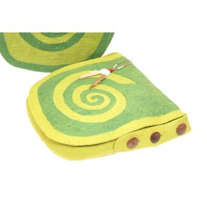 Rahmentrommel-Tasche aus Filz hellgrün-dunkelgrün, 42 cm kaufen München, Filztasche kaufen Erding, buy handmade felt bag for  15,7