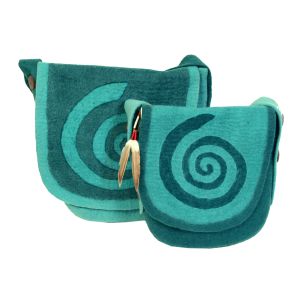 Rahmentrommel-Tasche aus Filz türkis-petrol, 49 cm kaufen München, Filz-Rahmentrommeltasche, buy felt bag for 18,5