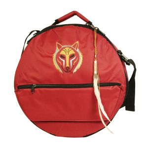 Rahmentrommeltasche Deluxe rot Wolf, 59 cm  kaufen München, Indianer-Trommel-Tasche kaufen Erding, Schamanentrommel-Tasche kaufen Bayern, buy drum case for 22,5