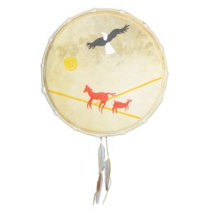 Rahmentrommel Steppe mit Adler und Pferd, 40 cm kaufen München, Schamanentrommel kaufen München, Indianertrommel kaufen Erding, shamanic-drum, frame-drum 16,5