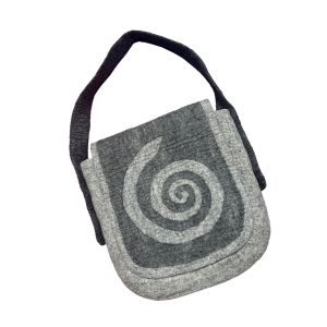 Rahmentrommeltasche Filz hellgrau-rauchgrau, 42 cm kaufen München, buy handmade bag from felt for 15,7