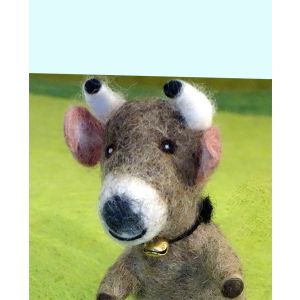 Filz-Finger-Puppe braun-graue Kuh kaufen München, Filzkuh kaufen Bayern, Fingerpuppen aus Filz, Felt, glove puppet cow made of felt, natürliches Kinder-Spielzeug aus Filz, Filzfingerpuppe braun-graue Kuh
