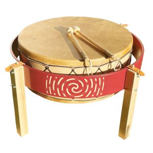 PowWow Trommel kaufen München, Pow Wow Trommel kaufen BRD, Pow-Wow von Bussho kaufen Erding, Tafel-Trommel, Tisch-Trommel, Mutter-Trommel - Pow Wow von Bussho mit bemalten zerlegbaren Ständer und Aufhängung