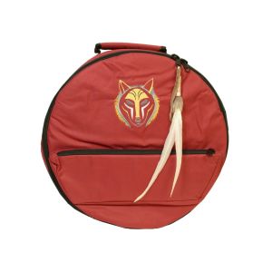 Rahmentrommel-Rucksack Deluxe rot Wolf mit hellen Augen, 49 cm kaufen München, Rahmen-Trommel-Rucksack kaufen BRD, buy backpack drum case for 18,5