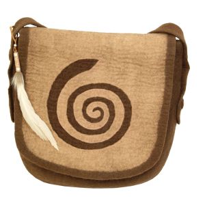 Rahmentrommeltasche aus Filz, braun-beige, 39 cm kaufen München, buy handmade bag from felt for 15