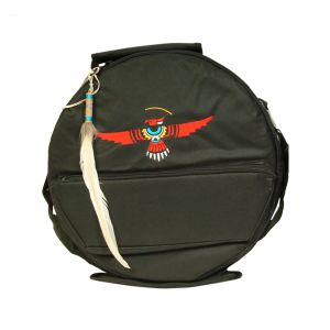 Rahmentrommel-Tasche Deluxe schwarz Adler, 41 cm kaufen München, Indianer-Trommel-Tasche kaufen Erding, buy drum case for 15,3